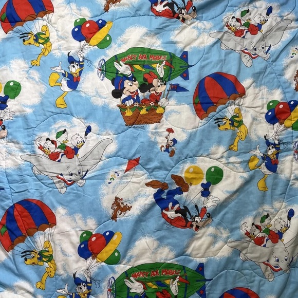 Vintage 1980’s Twin Disney Mickey Mouse Hot Air Balloon Comforter and Sheet Set - Picture 2 of 5